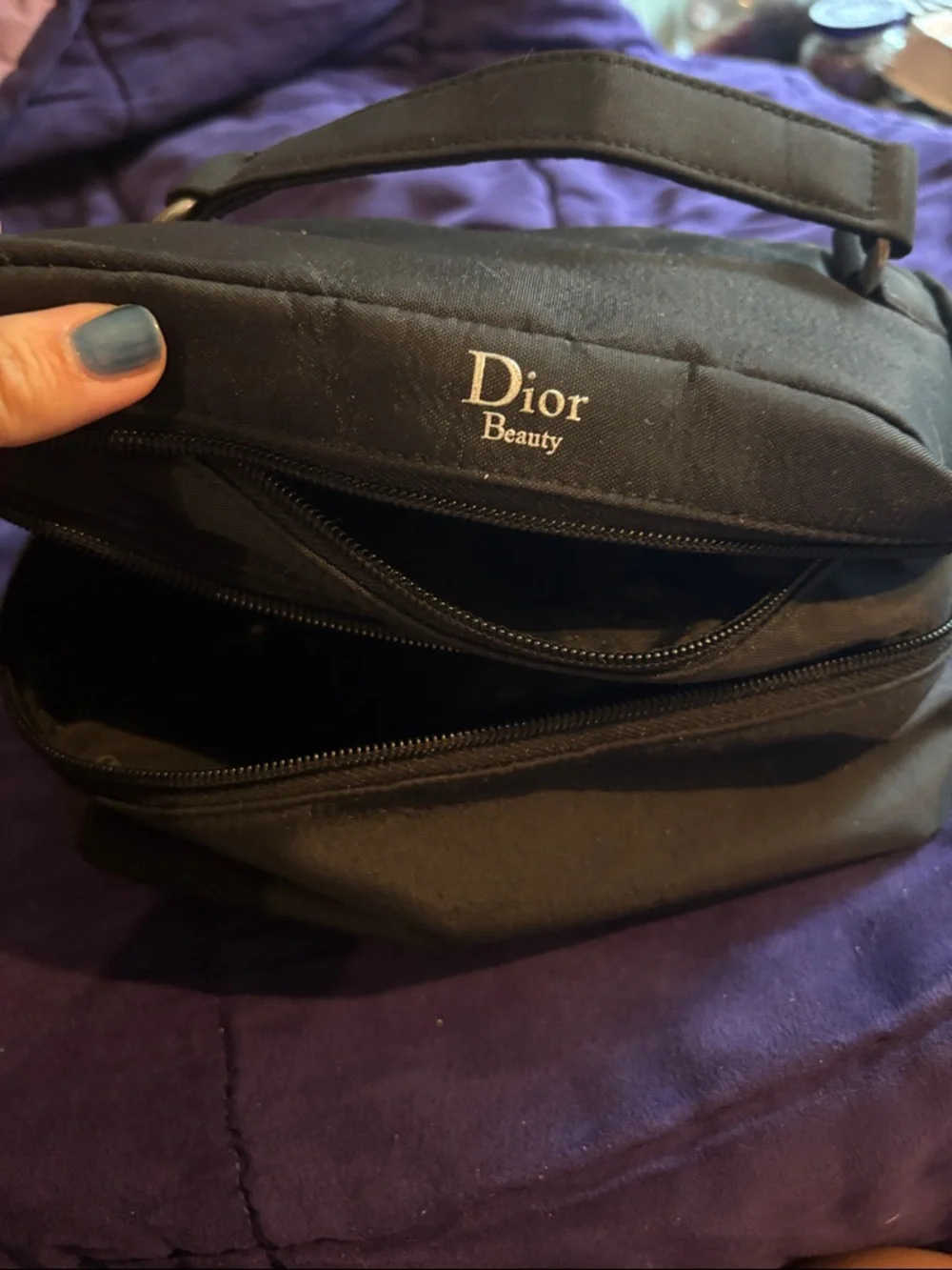 Dior Beauty Black Nylon Travel Toiletry Bag Makeup Cosmetic Case Organizer